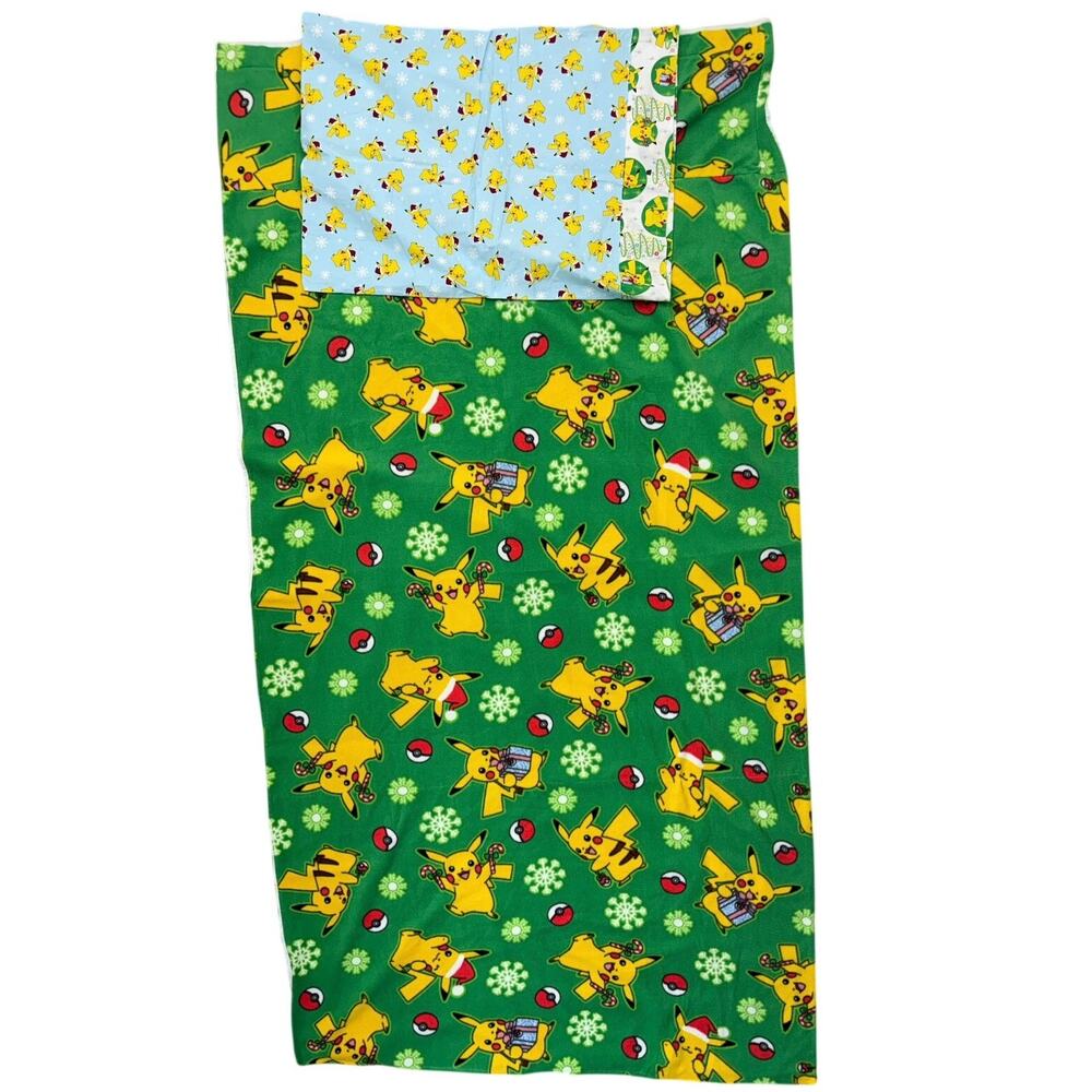 Christmas Pokémon Twin Blanket Pillowcase Set Pikachu Holiday Homemade Set